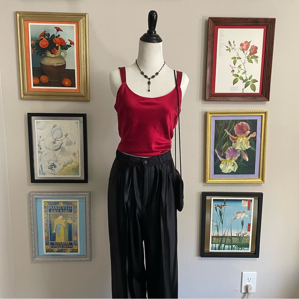 Lafayette 148 New York Red Satin Tank Top